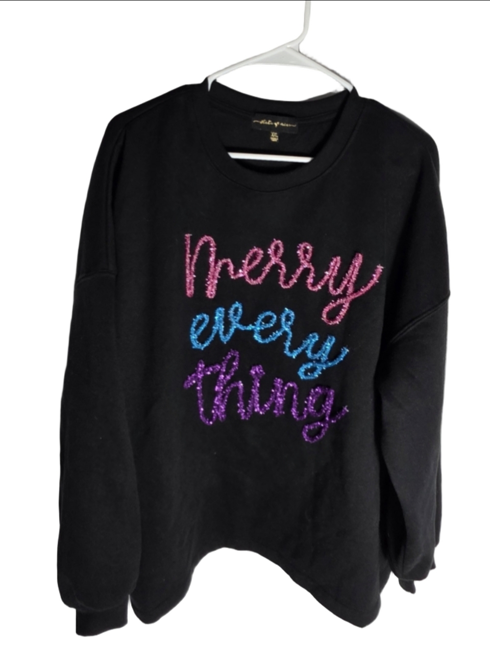 Women's State of Mine Black Merry Everything Sweatshirt XXL Christmas Holidays